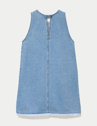 Robe droite courte en jean sans manches denim bleach femme
