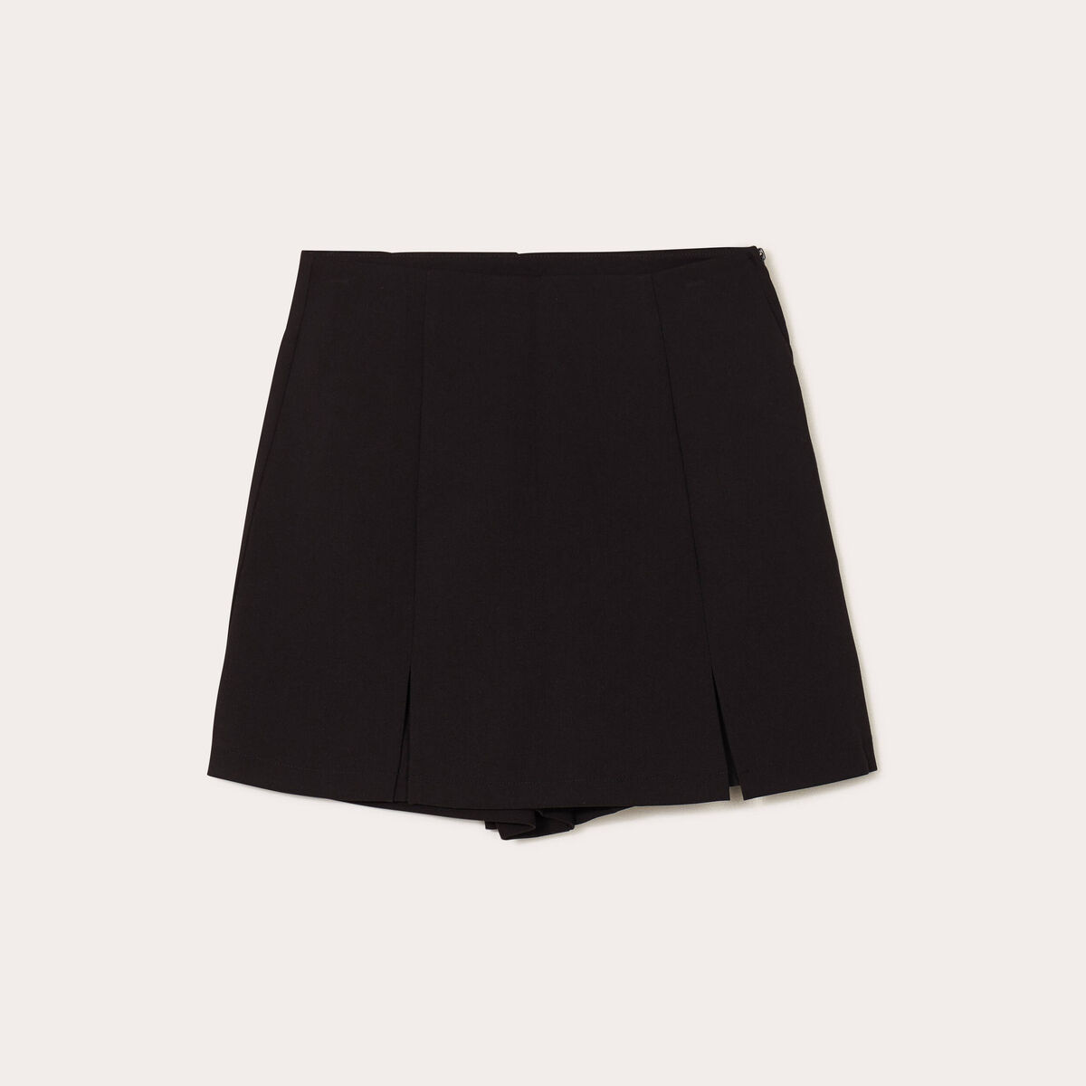 Jupe-short droite fentes noir femme