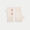 Mitaines avec broderie ecru femme