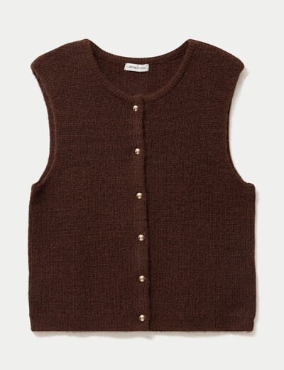 Gilet sans manches marron fonc&eacute; femme