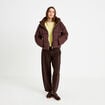Doudoune droite cropped &agrave; capuche marron fonc&eacute; femme