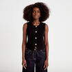 Gilet sans manches cropped noir femme