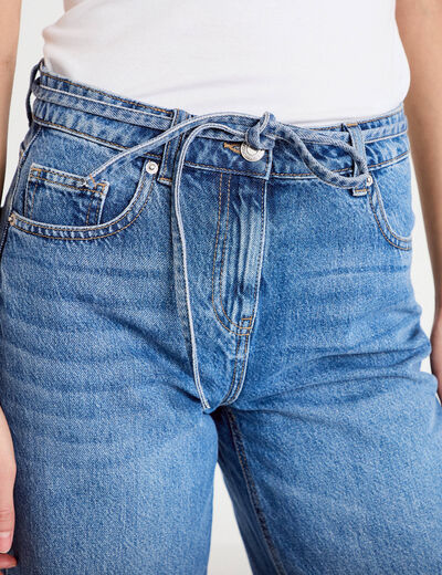 Jean wide leg ceinture taille standard denim double stone femme