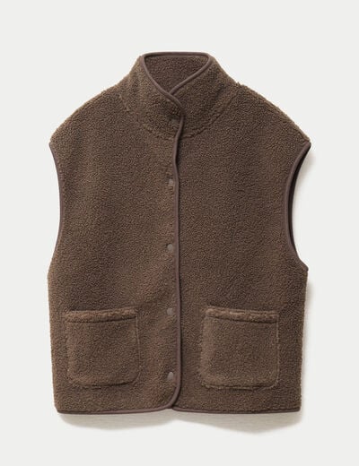 Veste sans manches effet polaire taupe femme