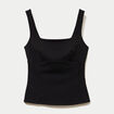 Top cintr&eacute; sans manches col carr&eacute; noir femme