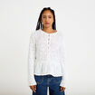 Pull ajour&eacute; p&eacute;plum manches longues ecru femme