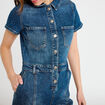 Combinaison manches courtes denim stone femme