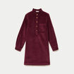Robe droite velours col montant bordeaux femme