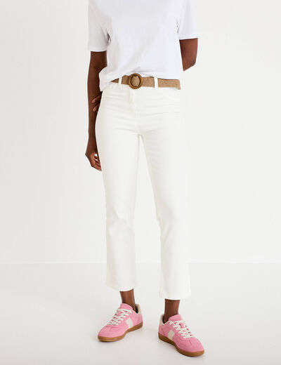 Jean bootcut cropped taille haute ecru femme