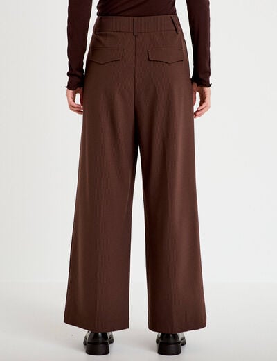 Pantalon large &agrave; pinces marron femme