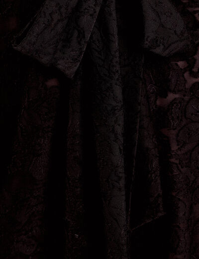 Blouse col lavalli&egrave;re noir femme