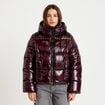 Doudoune bas resserr&eacute; manches longues violet fonc&eacute; femme