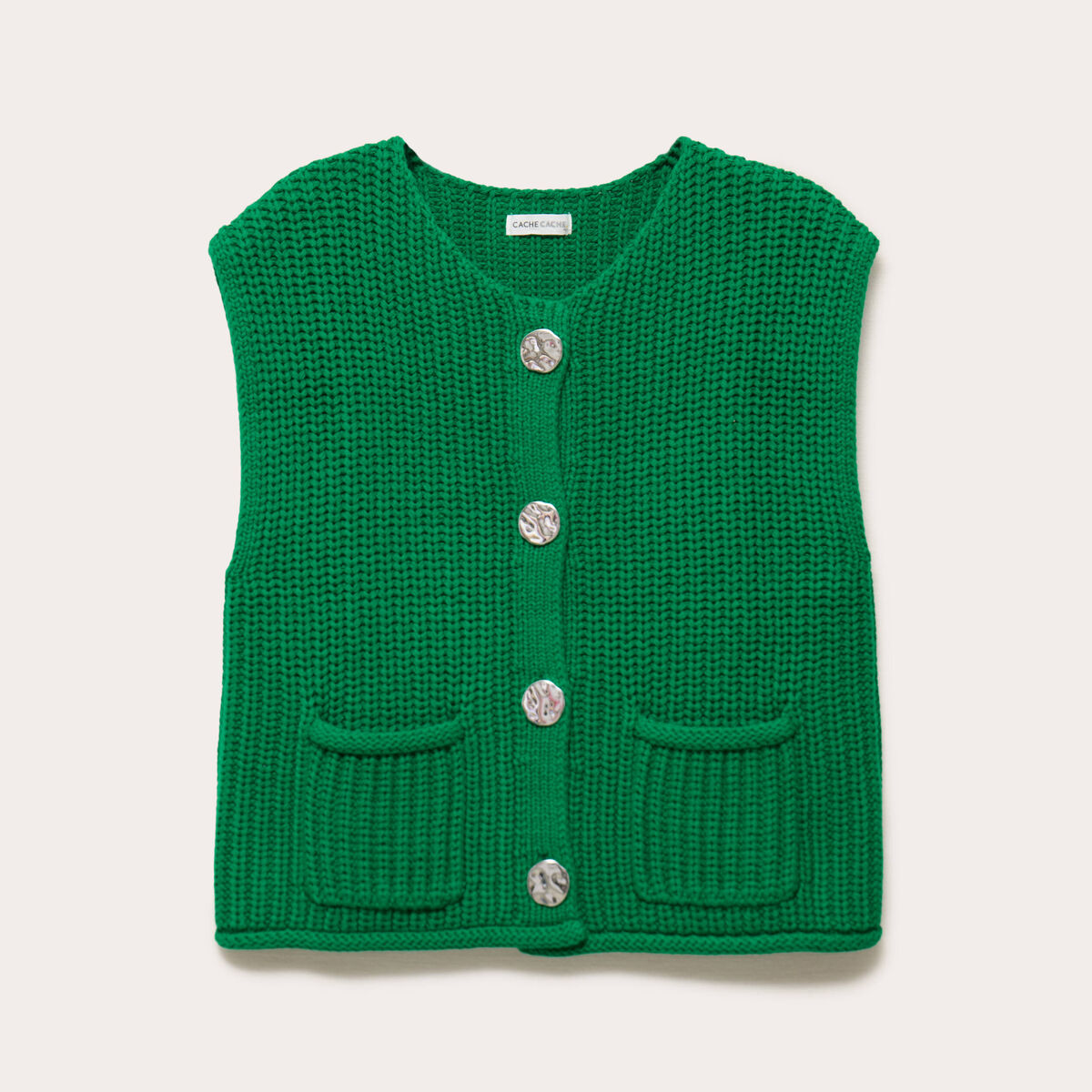 Gilet sans manches vert fonc&eacute; femme