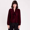 Blouse col lavalli&egrave;re bordeaux femme