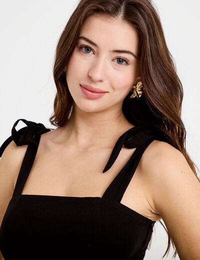Robe patineuse courte &agrave; fines bretelles noir femme