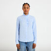Chemise col montant manches longues bleu clair femme