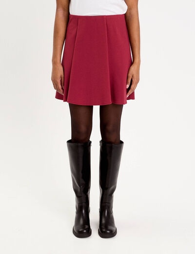 Jupe courte &eacute;vas&eacute;e stretch rouge fonc&eacute; femme