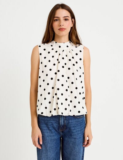 Blouse ample sans manches dos d&eacute;collet&eacute; blanc femme