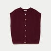 Gilet ample sans manches bordeaux femme