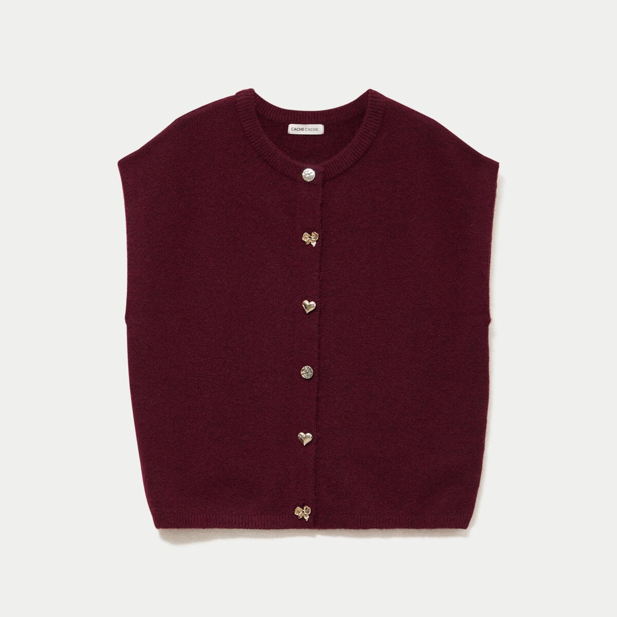 Gilet ample sans manches bordeaux femme