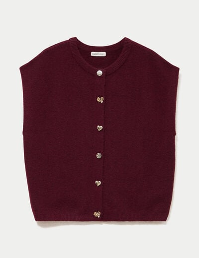 Gilet ample sans manches bordeaux femme