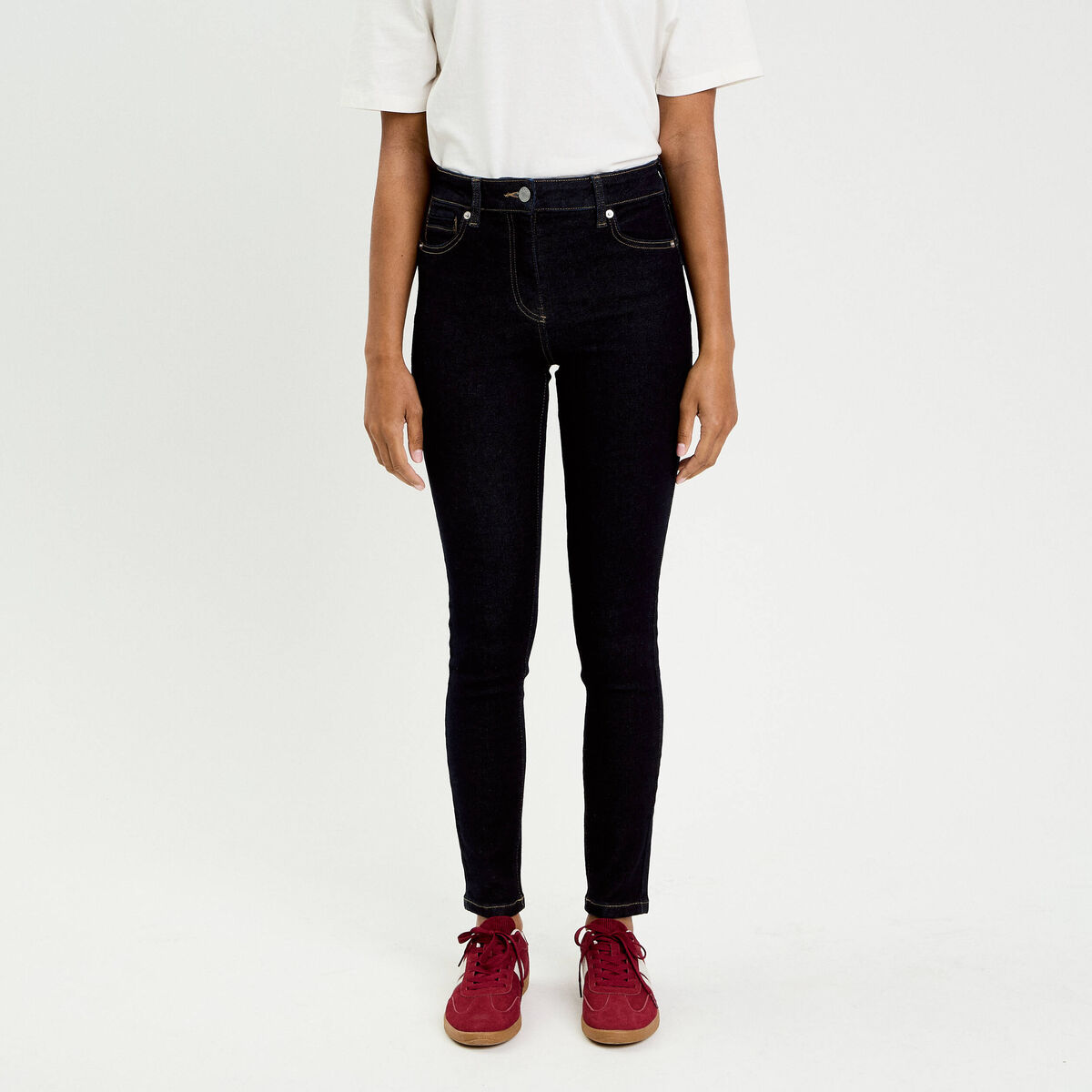 Jean skinny push-up taille standard denim brut femme