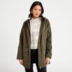 Parka &agrave; capuche taille ajustable vert kaki femme