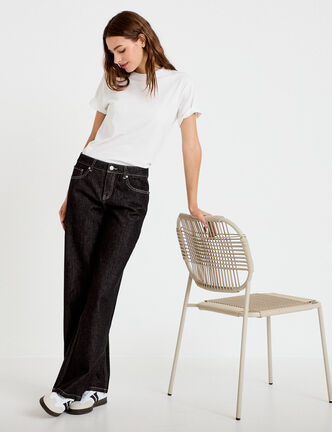 Jean wide leg taille basse denim noir femme