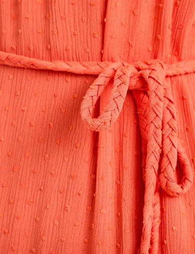 Robe longue &eacute;vas&eacute;e sans manches rouge corail femme