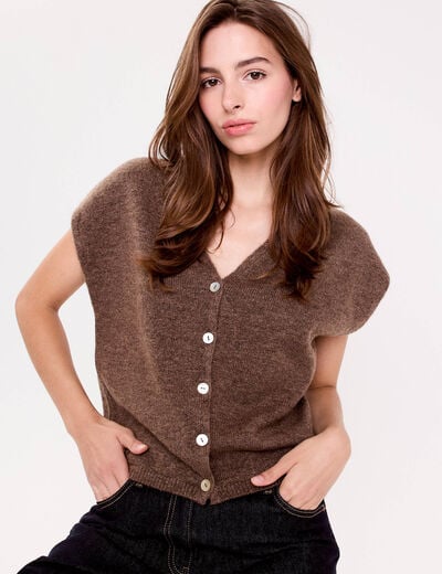 Gilet sans manches marron clair femme