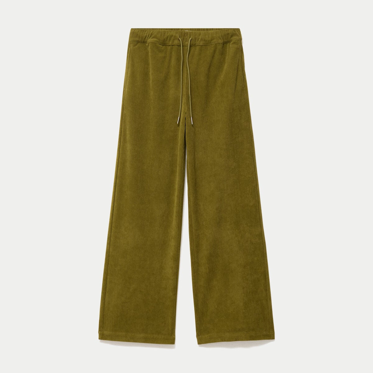 Pantalon bootcut taille standard velours vert kaki femme