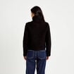 Veste droite bouclette col montant noir femme