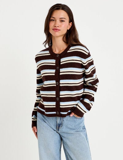 Gilet manches longues bleu ciel femme