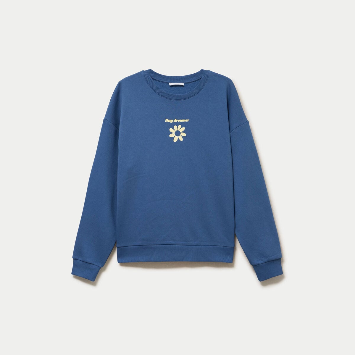 Sweat oversize col rond manches longues bleu fonc&eacute; femme