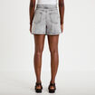Jupe-short trap&egrave;ze courte taille haute denim gris femme