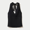 Top cintr&eacute; sans manches avec relief noir femme
