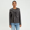 Pull effet 2-en-1 gris fonc&eacute; femme