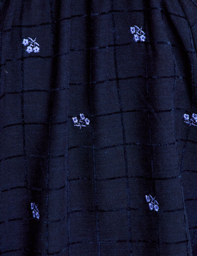 Blouse avec broderie bleu fonc&eacute; femme