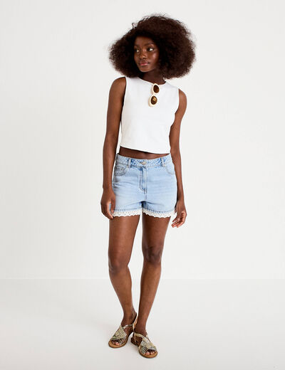 Short en jean denim bleach femme