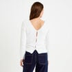 Pull col v manches longues ecru femme