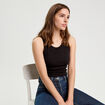 D&eacute;bardeur c&ocirc;tel&eacute; avec brassi&egrave;re int&eacute;gr&eacute;e noir femme