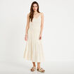 Jupon &eacute;vas&eacute; taille haute ecru femme