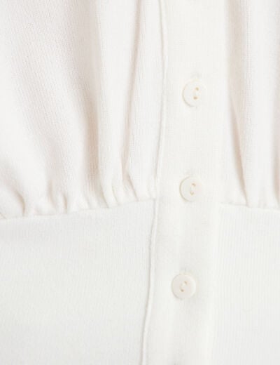 Gilet bas resserr&eacute; manches longues ecru femme
