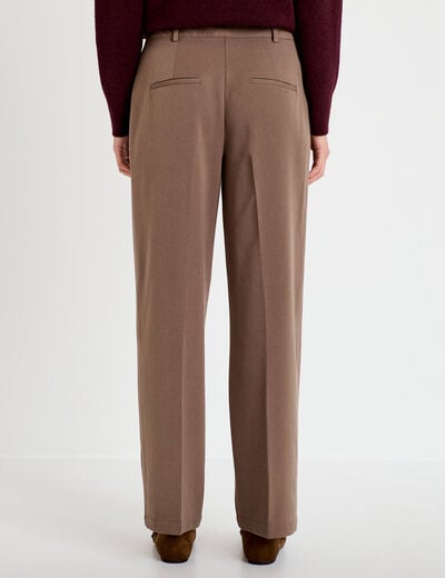 Pantalon large ventre plat taupe femme
