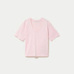 T-shirt col v manches courtes rose clair femme