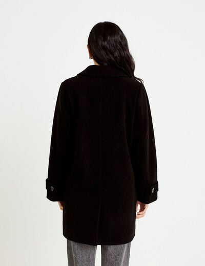Manteau col classique manches longues noir femme
