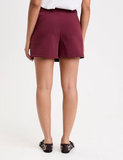 Jupe-short droite fentes violet fonc&eacute; femme