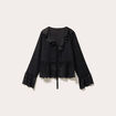 Blouse col V en dentelle noir femme