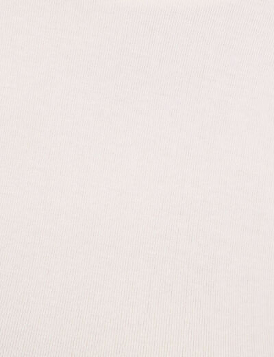 T-shirt cintr&eacute; col rond manches longues ecru femme