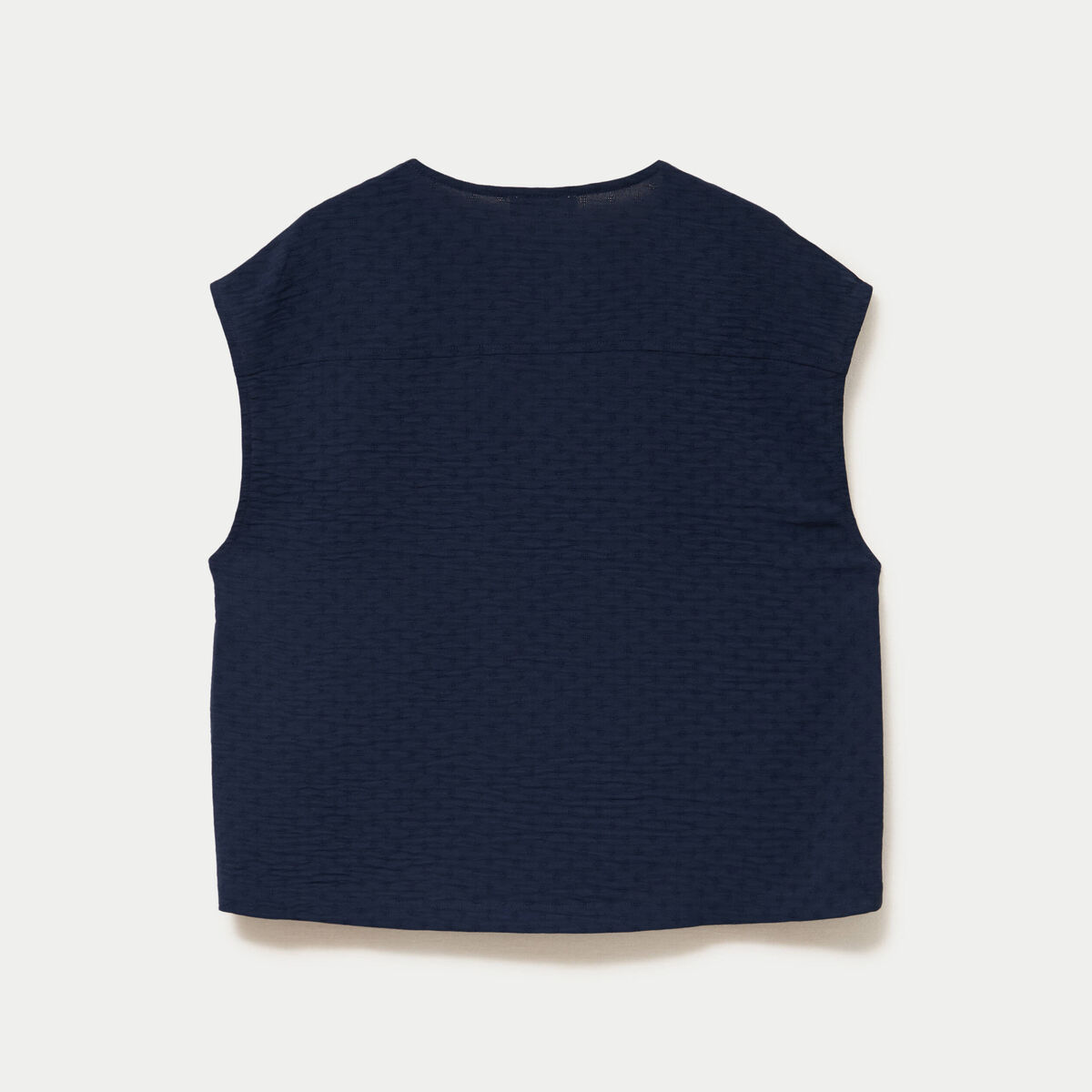 Blouse droite sans manches col v bleu marine femme
